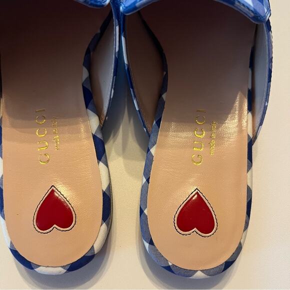 Gucci Princetown Horsebit Loafer Mule Fabric Gingham Checkered NEW  EU 36 US 6 - Picture 7 of 13